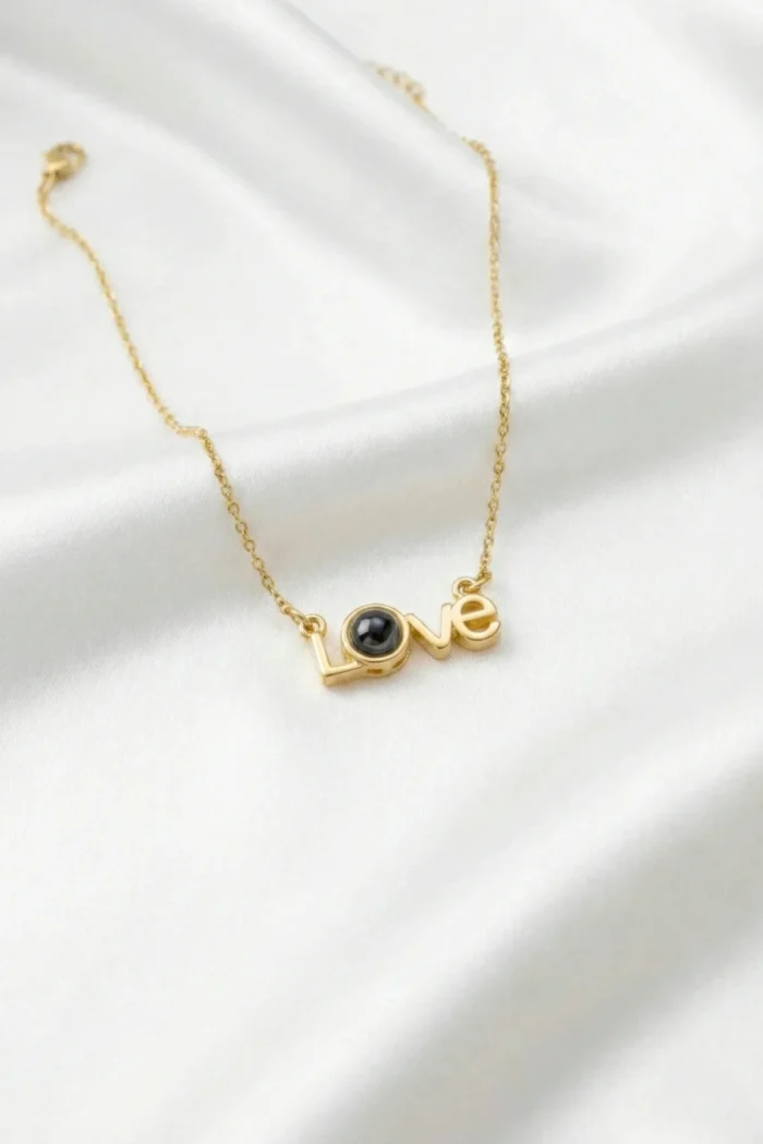 100 DİLDE SENİ SEVİYORUM YAZILI Love Model Gold Renk Paslanmaz Çelik Kadın Kolye