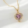 Okyanusun Kalbi Model Kristal Mor Işıltılı Zirkon Taşlı Paslanmaz Çelik Gold Renk Kadın Kolye Okyanusun Kalbi Model Kristal Mor Işıltılı Zirkon Taşlı Paslanmaz Çelik Gold Renk Kadın Kolye