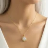 Minimal Yuvarlak Model Zirkon Taşlı Paslanmaz Çelik Gold Renk kadın Kolye