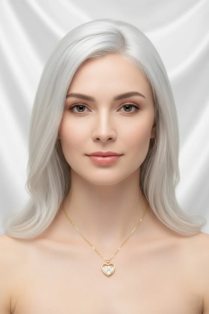 Kalp Model Zirkon Taşlı Çelik Kolye