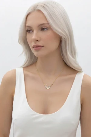 Ay ve Yıldız Model Zirkon Taşlı Çelik Kolye
