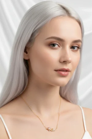 Lale Model Pembe Sedefli Zirkon Taşlı Çelik Kolye
