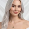 Kelebek Model Renkli Sedefli Zirkon Taşlı Çelik Kolye