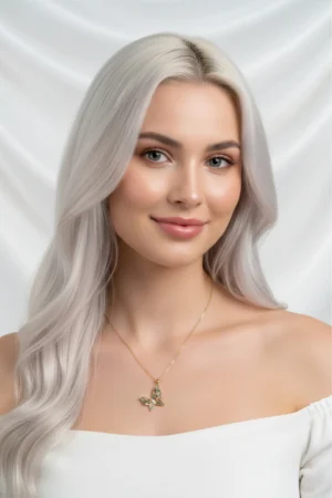 Kelebek Model Renkli Sedefli Zirkon Taşlı Çelik Kolye