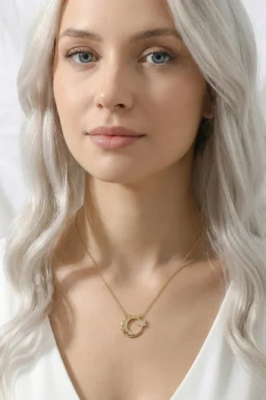 Ay Yıldız Model Zirkon Çelik Kolye