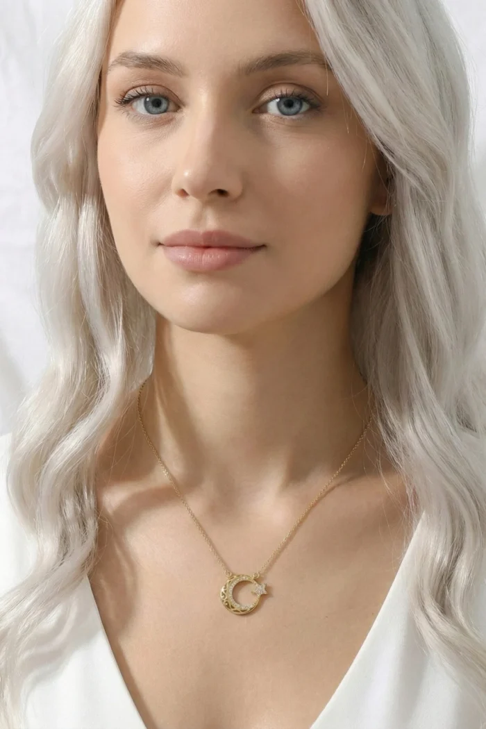 Ay Yıldız Model Zirkon Çelik Kolye Ay Yıldız Model Zirkon Çelik Kolye