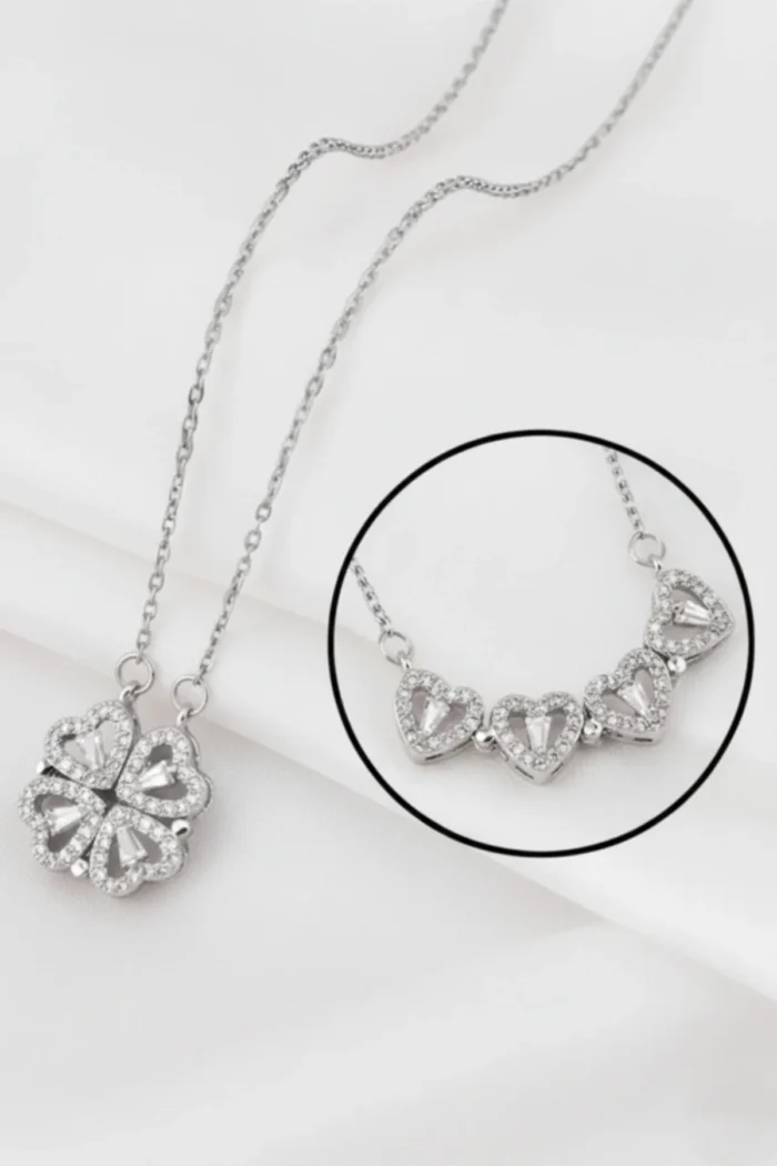 Yonca Model Zirkon Taşlı Çelik Kolye