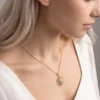 Güneş Model Parlak Zirkon Taşlı Gold Renk Paslanmaz Çelik Kadın Kolye
