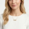 Yatay Messika Model Sabit Zirkon Taşlı Gold Renk Paslanmaz Çelik Kadın Kolye