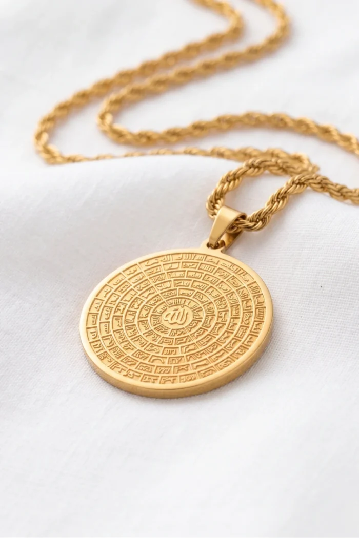 Allahın İsimleri Esmaül Hüsna Model Gold Renk Paslanmaz Çelik Kadın Kolye