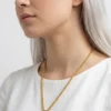 Kaktüs Model Yeşil Zirkon Taşlı Gold Renk Paslanmaz Çelik Kadın Kolye- 60+5 cm
