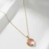 Daire Model Pembe Sedefli Çelik Kolye