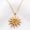 Spiral Güneş Model Gold Renk Paslanmaz Çelik Kadın Kolye