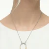 Oval Model Zirkon Taşlı Çelik Kolye Oval Model Zirkon Taşlı Çelik Kolye