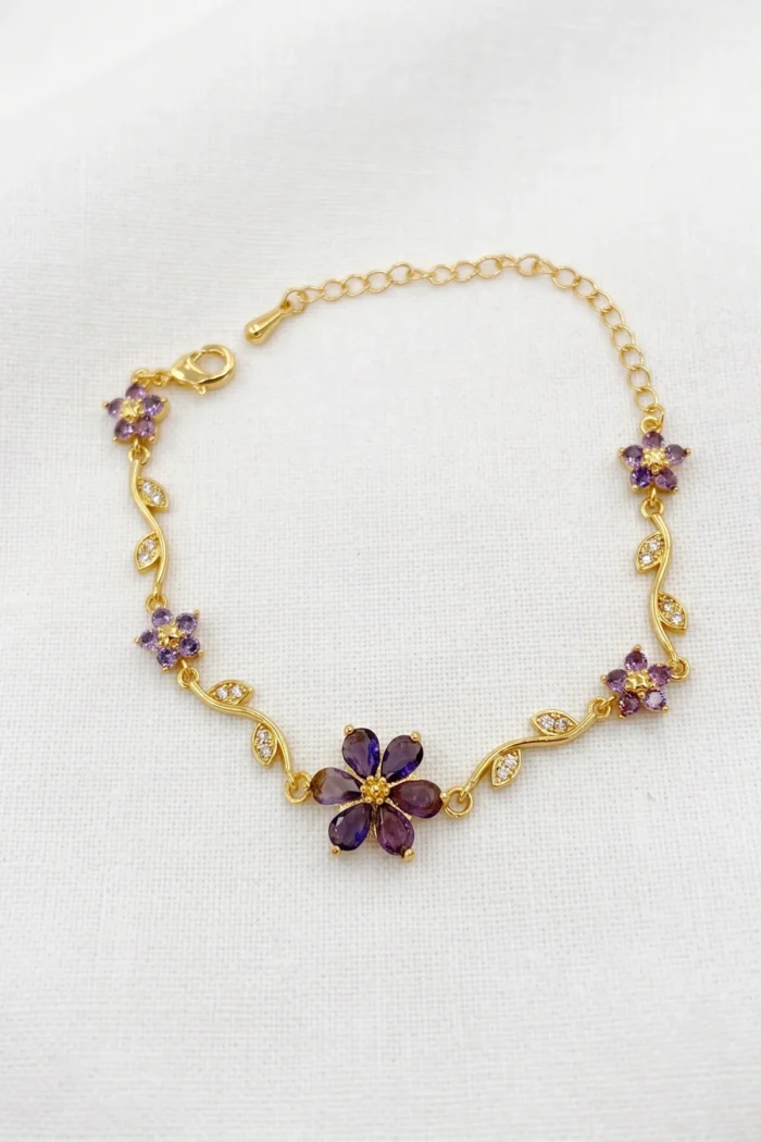 Mor Lotus Çiçeği Model Bileklik