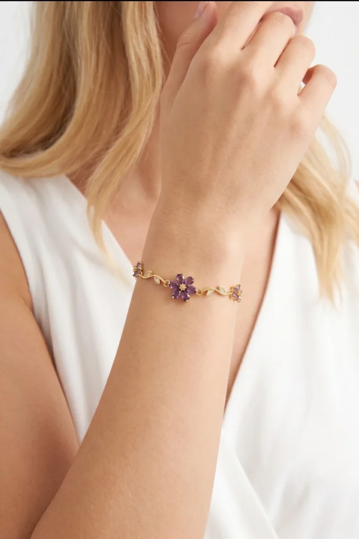 Mor Lotus Çiçeği Model Bileklik