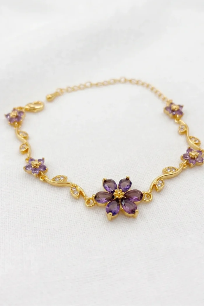 Mor Lotus Çiçeği Model Bileklik
