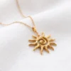 Spiral Güneş Model Gold Renk Paslanmaz Çelik Kadın Kolye
