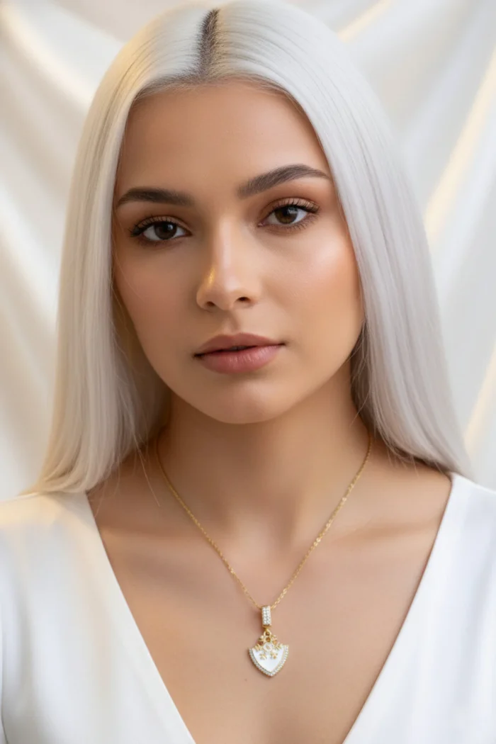 Kar Tanesi Model Zirkon Taşlı Çelik Kolye Kar Tanesi Model Zirkon Taşlı Çelik Kolye