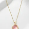 Daire Model Pembe Sedefli Çelik Kolye