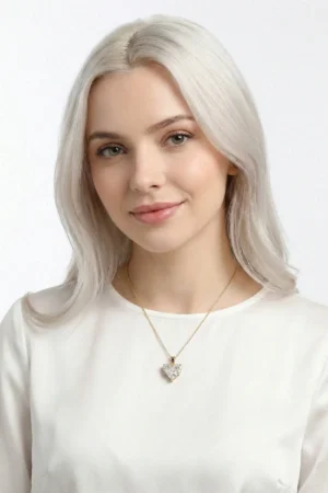 Kalp Model Zirkon Taşlı Çelik Kolye