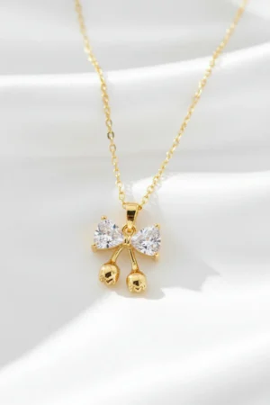 Fiyonk Model Zirkon Taşlı Çelik Kolye