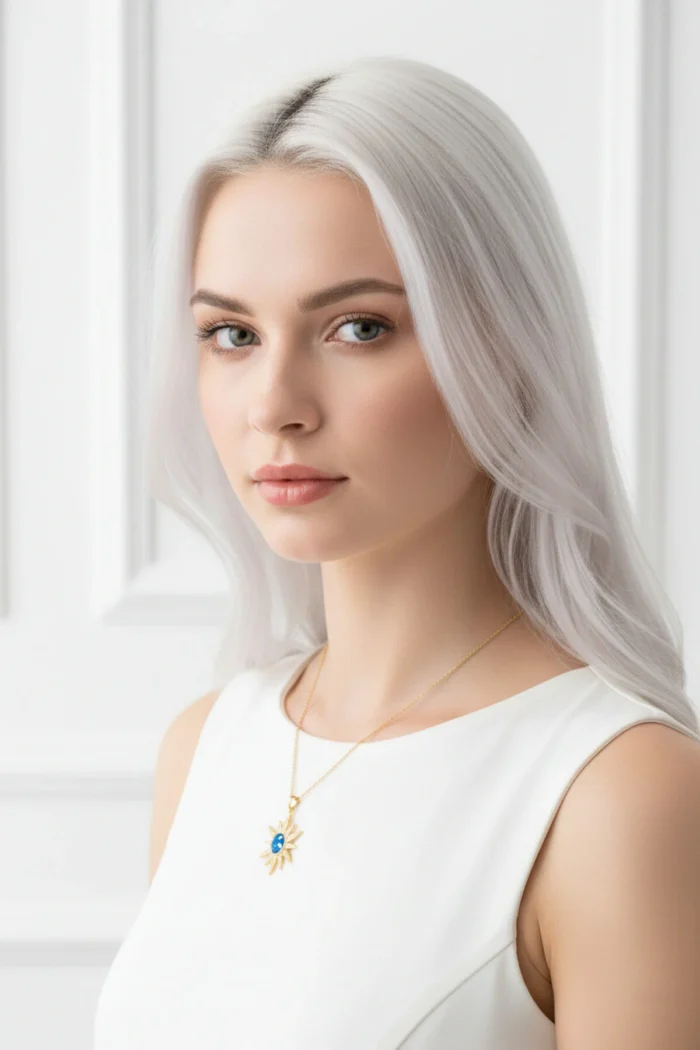 Güneş Yıldız ve Gezegen Model Zirkon Taşlı Çelik Kolye