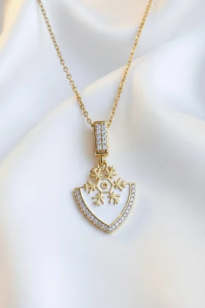 Kar Tanesi Model Zirkon Taşlı Çelik Kolye Kar Tanesi Model Zirkon Taşlı Çelik Kolye