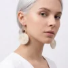 Bohem Girdap Model Ahşap Boncuklu Örme Hasır Kadın Küpe