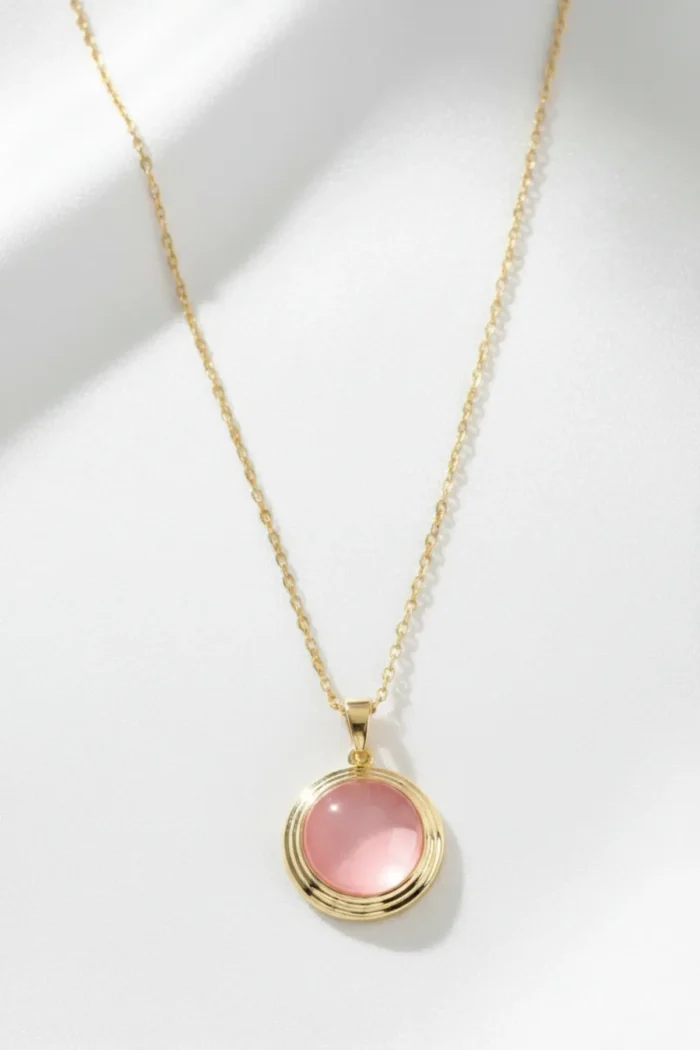 Daire Model Pembe Sedefli Kadın Kolye