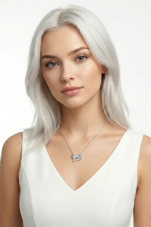 Fiyonk Model Zirkon Taşlı Çelik Kolye