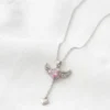 Kalpli Kanat Model Pembe Zirkon Taşlı Çelik Kolye Kalpli Kanat Model Pembe Zirkon Taşlı Çelik Kolye