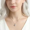 Kalp Model Pembe Zirkon Taşlı Çelik Kolye