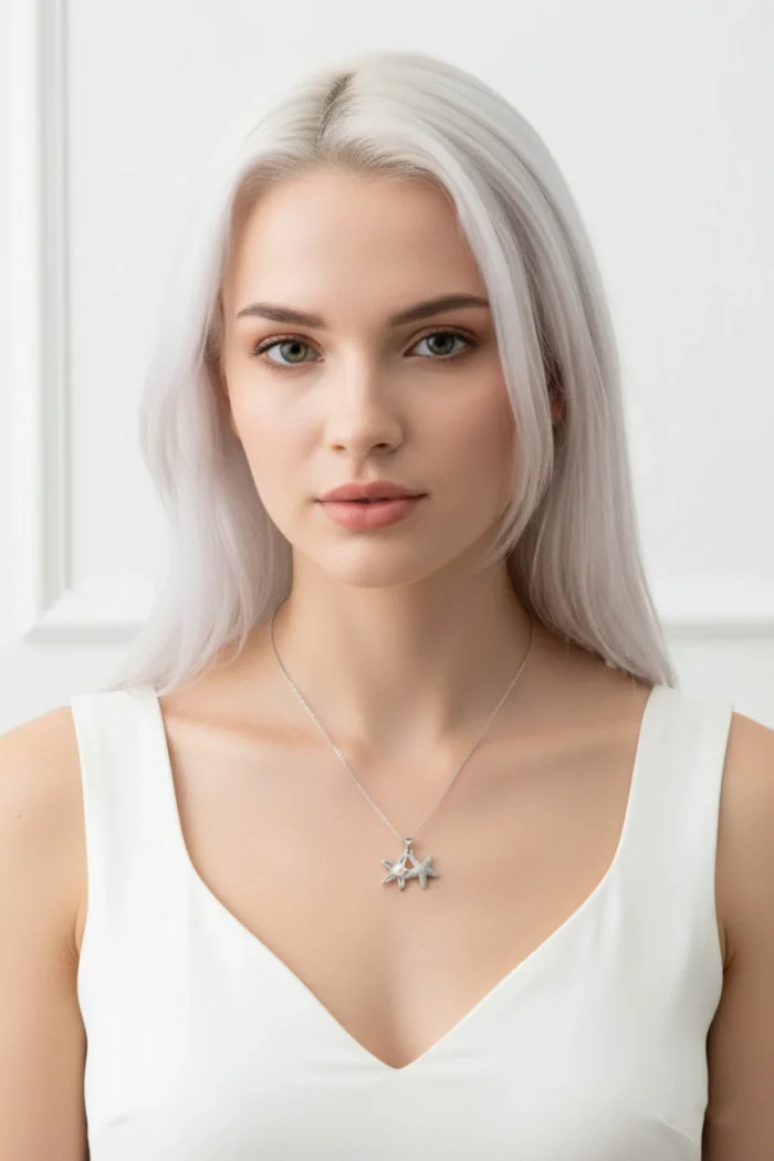Deniz Yıldızı Model İnci detaylı Çelik Kolye