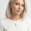 Kelebek Model Zirkon Taşlı Çelik Kolye