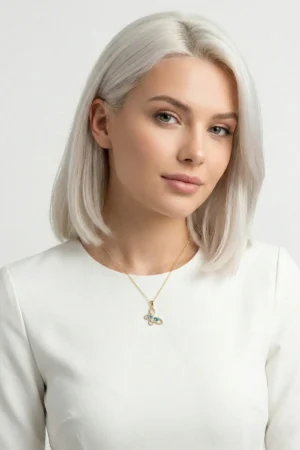Kelebek Model Zirkon Taşlı Çelik Kolye