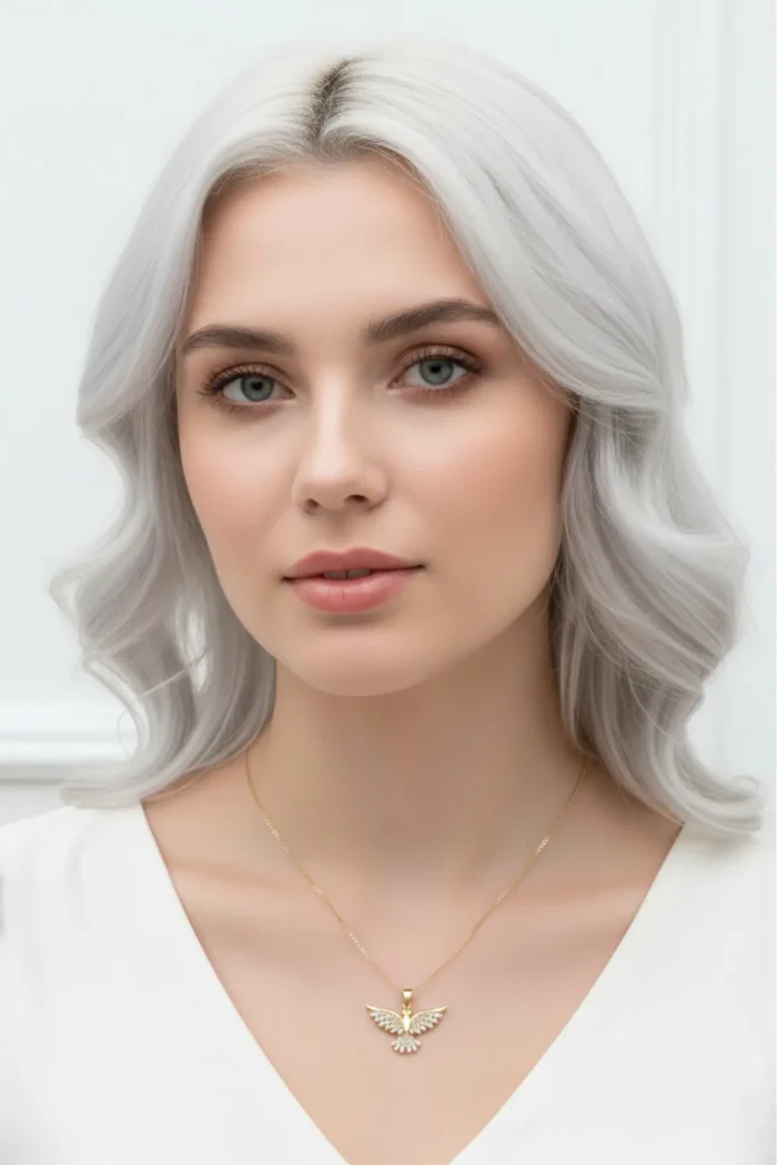Anka Kuşu Model Zirkon Taşlı Çelik Kolye