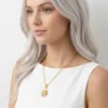 Yıldızı Model Zirkon Taşlı Çelik Kolye