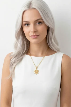 Yıldız Model Zirkon Taşlı Çelik Kolye