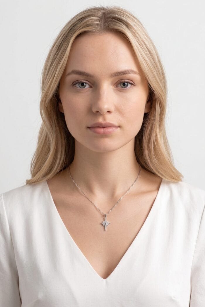 Kuzey Yıldızı Model Zirkon Taşlı Çelik Kolye Kuzey Yıldızı Model Zirkon Taşlı Çelik Kolye