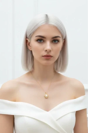 Baget Model Zirkon Taşlı Çelik Kolye
