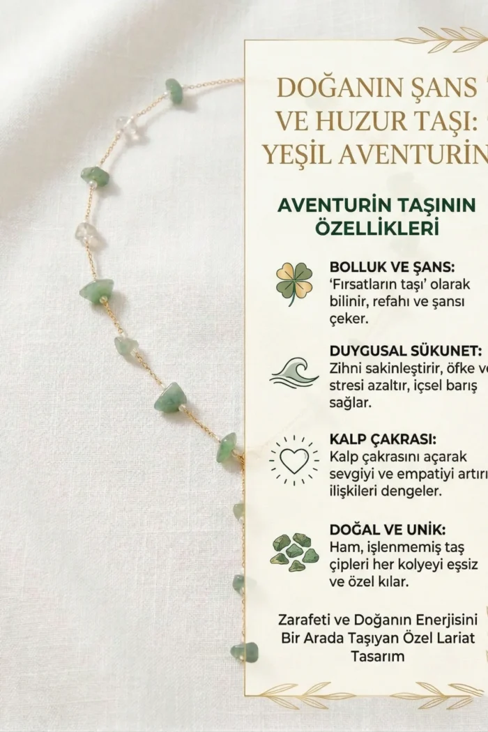 Y model Aventurin Taşı Lak Kaplama Kolye Y model Aventurin Taşı Lak Kaplama Kolye