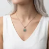 Güneş Model Yeşil Zirkon Taşlı Çelik Kolye