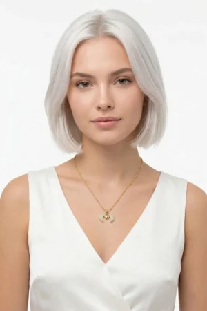 Kanatlı Kalp Model Zirkon Taşlı Çelik Kolye