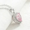 Kalp Model Pembe Zirkon Taşlı Çelik Kolye