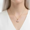 Uğur Böceği Model Pembe Mineli İnci Detaylı Çelik Kolye