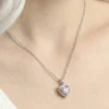 Kalp Model Pembe Zirkon Taşlı Çelik Kolye