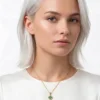 Yonca Model Yeşil Zirkon Taşlı Çelik Kolye
