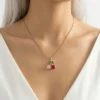 Kiraz Model Zirkon Taşlı Çelik Kolye