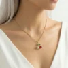 Kiraz Model Zirkon Taşlı Çelik Kolye